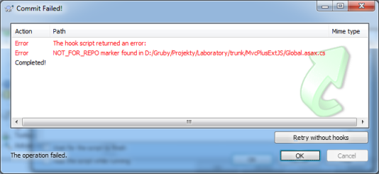 Zablokowanie operacji przez pre-commit hook